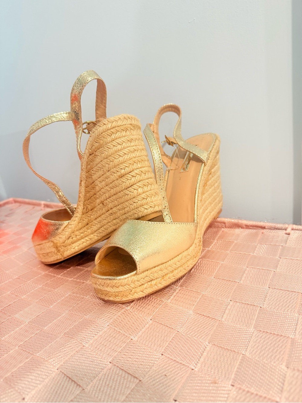 Gold Espadrille Wedge Sandals - Women's